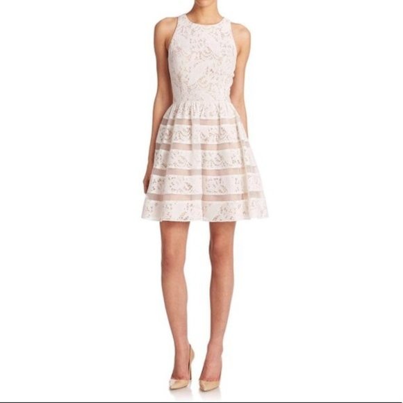 Aidan Mattox Dresses & Skirts - Aidan Mattox Ivory Nude Lace Fit & Flare Cocktail